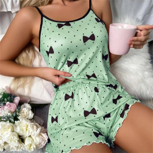 Women's Pajama Set Pajamas T-Shirts Shorts Pink Heart-Shaped Print Round Neck T-Shirt Ice Silk Top Comfortable Casual Summer 