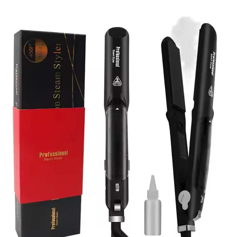 Professional Steam Hair Straightener Ceramic Flat Iron 450℉ Fast Heat Oil Treatment Hair Care Tools