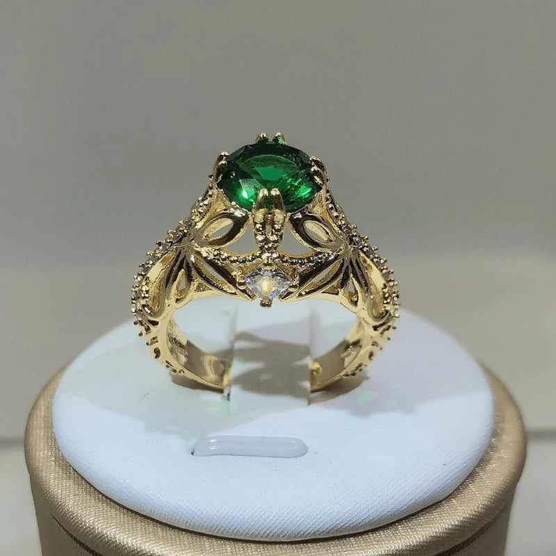 14K Gold Vintage Emerald zircon Ring for Women 925 Silver Jewelry Natural Emerald Ring jewelry party birthday gift