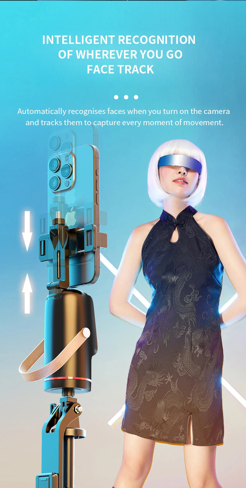 Face Tracking Tripod 360 Degree Rotation Auto Stand Tripod That Follows Your Movement for Live Streaming Selfie Video Recording