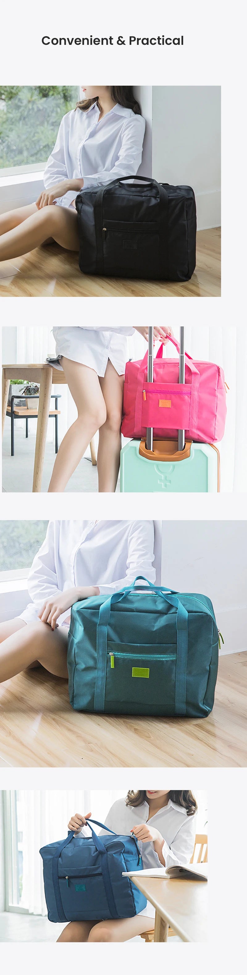 Foldable Travel Duffel Bag Lightweight Travel Bag for Women and Men Tote Carry On Luggage Bag Weekender Overnight Bag