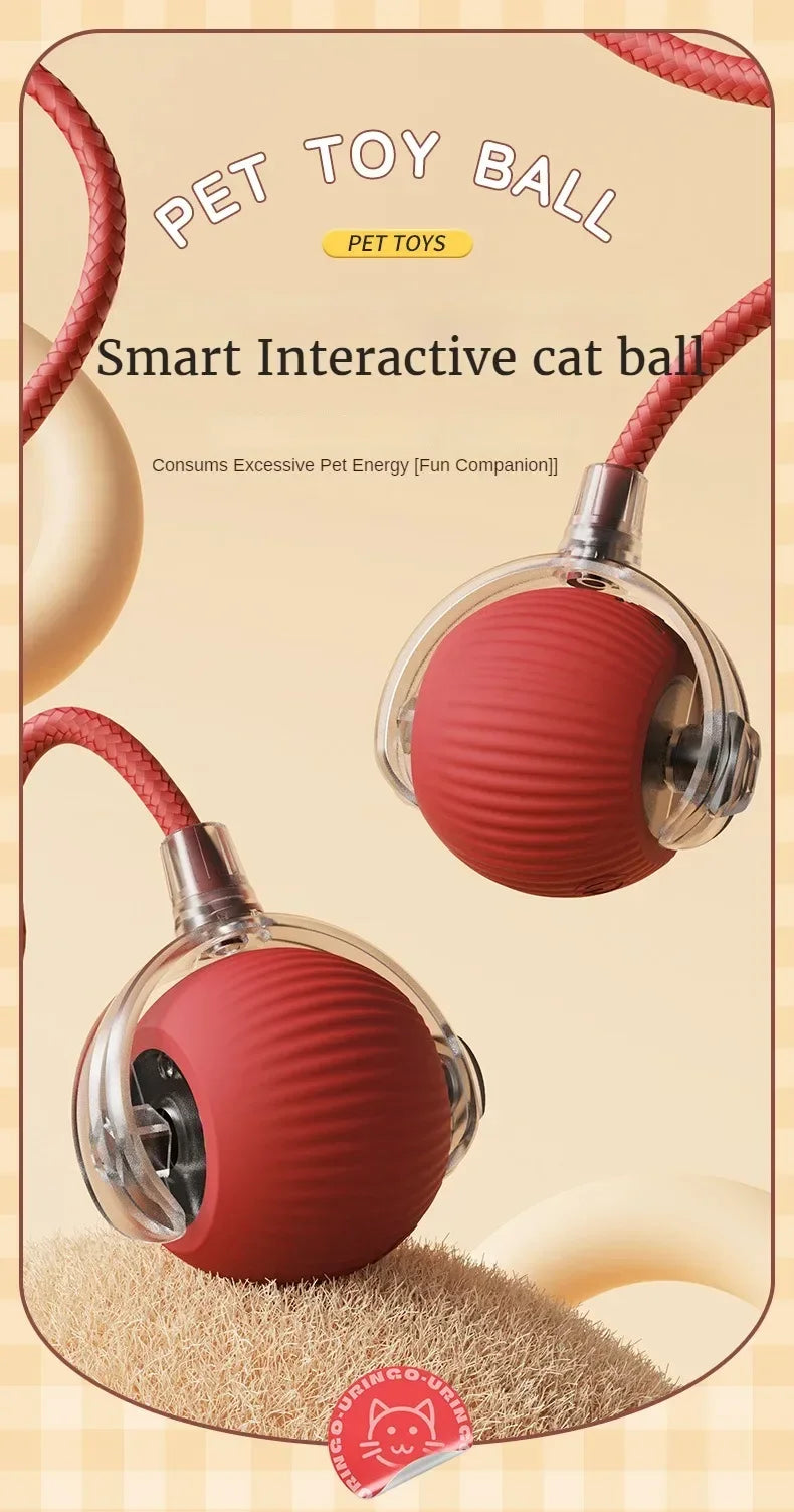 Cat Interactive Ball Toys Automatic Rolling Ball Faux Tail Rechargeable Pet Electric Toy Dog Cat Training Imitate Mouse Cat Toys