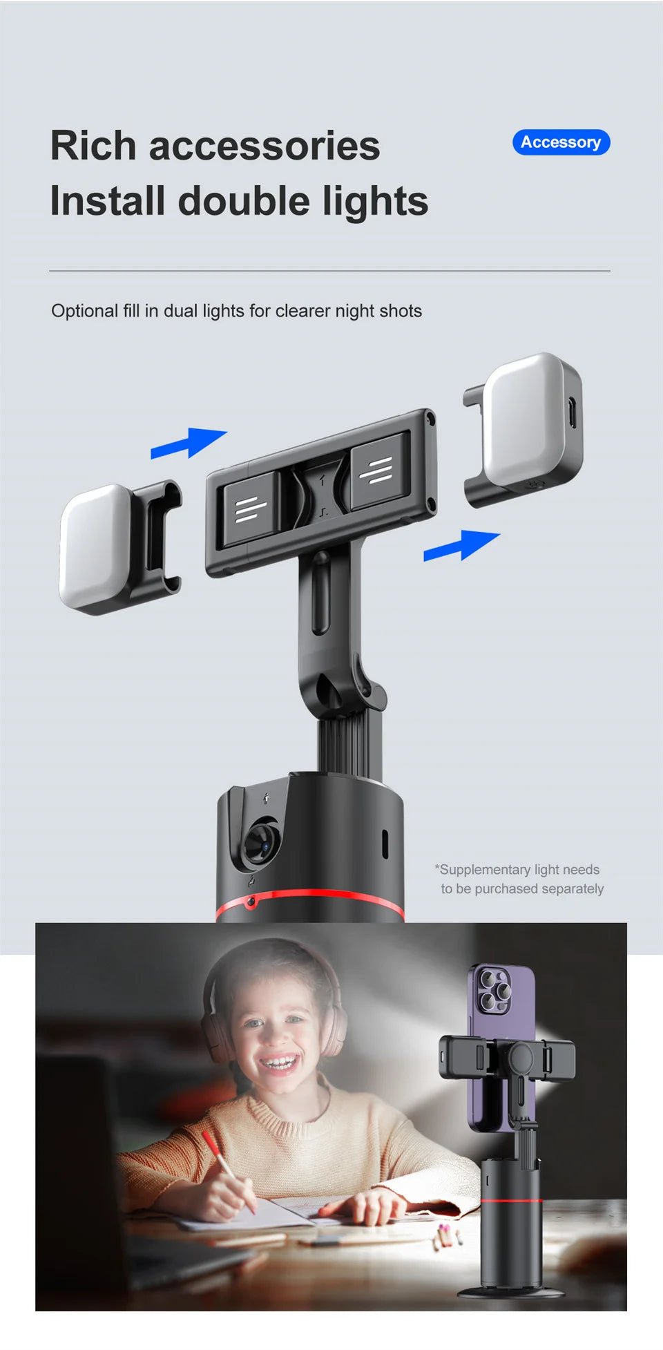 FANGTUOSI P02 With MKF for TYPE-C  desktop phone holder wireless connection shooting  desktop gimbal AI automatic face tracking