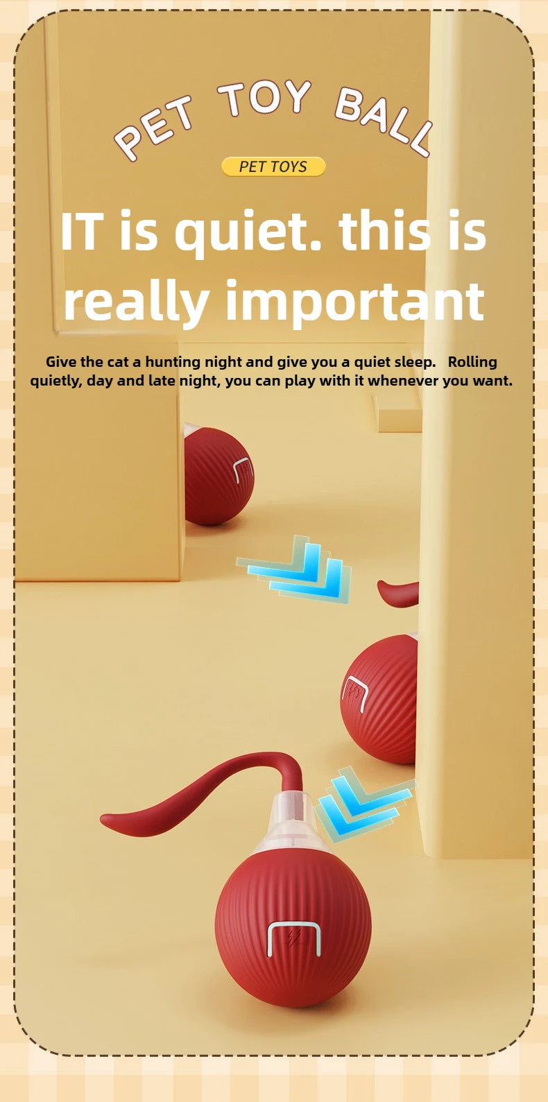 Cat Interactive Ball Toys Automatic Rolling Ball Faux Tail Rechargeable Pet Electric Toy Dog Cat Training Imitate Mouse Cat Toys