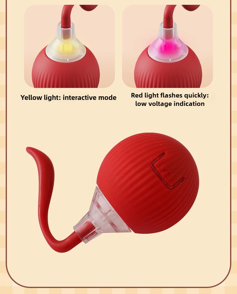 Cat Interactive Ball Toys Automatic Rolling Ball Faux Tail Rechargeable Pet Electric Toy Dog Cat Training Imitate Mouse Cat Toys