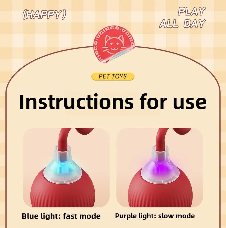 Cat Interactive Ball Toys Automatic Rolling Ball Faux Tail Rechargeable Pet Electric Toy Dog Cat Training Imitate Mouse Cat Toys