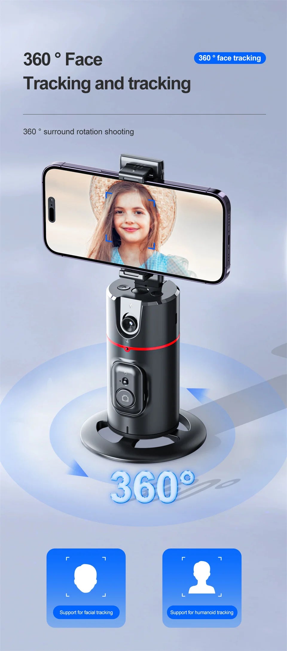 FANGTUOSI P02 With MKF for TYPE-C  desktop phone holder wireless connection shooting  desktop gimbal AI automatic face tracking