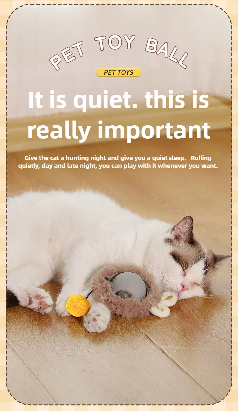Cat Interactive Ball Toys Automatic Rolling Ball Faux Tail Rechargeable Pet Electric Toy Dog Cat Training Imitate Mouse Cat Toys