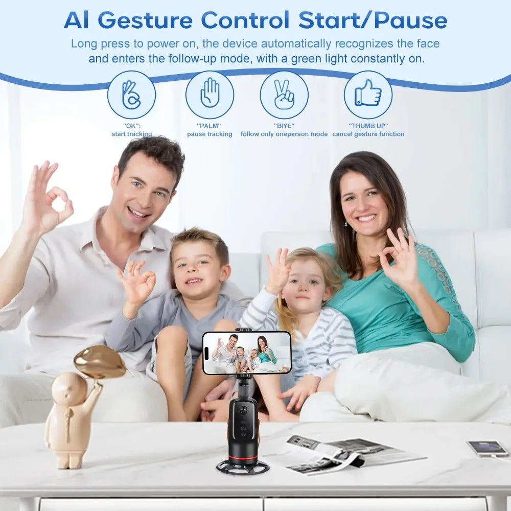 Face Tracking Tripod 360 Degree Rotation Auto Stand Tripod That Follows Your Movement for Live Streaming Selfie Video Recording