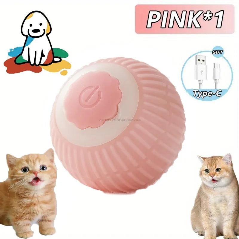 Cat Interactive Ball Toys Automatic Rolling Ball Faux Tail Rechargeable Pet Electric Toy Dog Cat Training Imitate Mouse Cat Toys