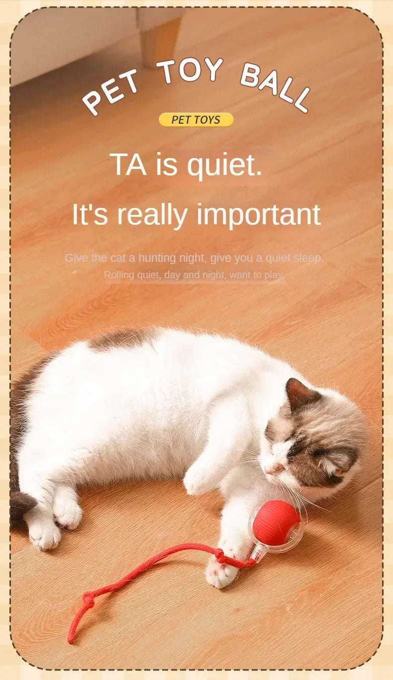 Cat Interactive Ball Toys Automatic Rolling Ball Faux Tail Rechargeable Pet Electric Toy Dog Cat Training Imitate Mouse Cat Toys