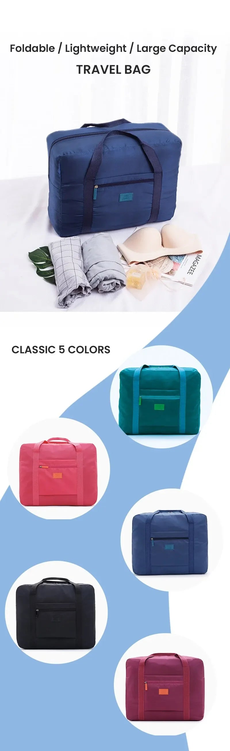 Fashion Travel Duffel Bag Lightweight Foldable for Women and Men Tote Carry On Luggage Weekender Overnight