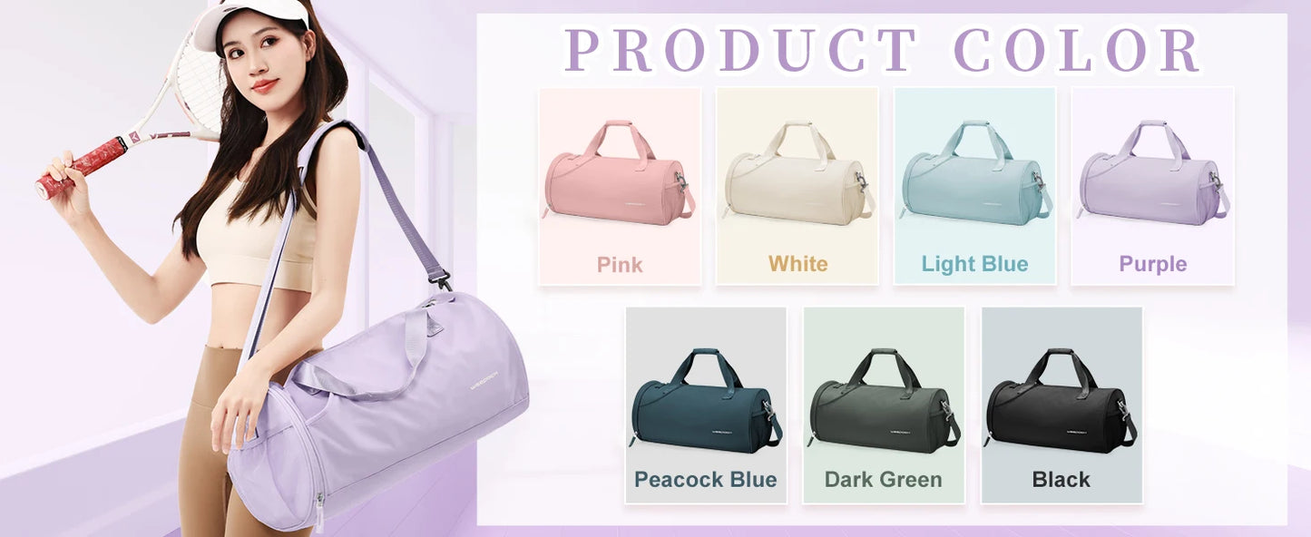 Gym Duffel Bag for Women,Daypack for Sports Gyms and Weekend Getaway,Waterproof Travel Bag with Shoe and Wet Clothes Compartment