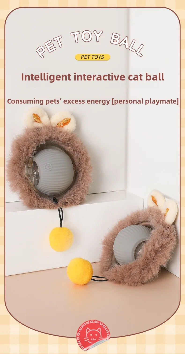 Cat Interactive Ball Toys Automatic Rolling Ball Faux Tail Rechargeable Pet Electric Toy Dog Cat Training Imitate Mouse Cat Toys