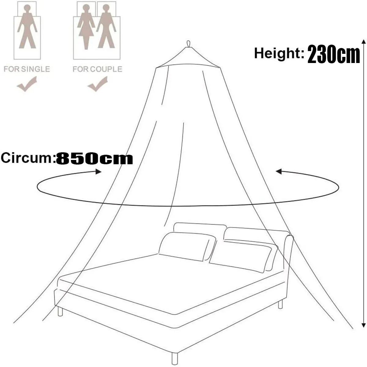 1pc Summer Hung Dome Mosquito Net For Double Bed Summer Polyester Mesh Fabric Home Bedroom Adults Hanging Decor