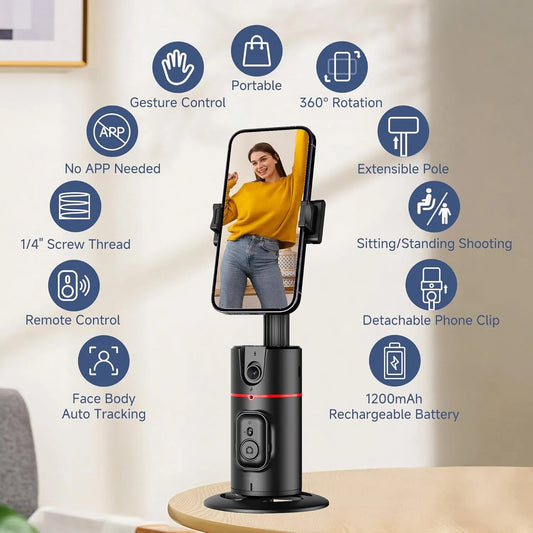 FANGTUOSI P02 With MKF for TYPE-C  desktop phone holder wireless connection shooting  desktop gimbal AI automatic face tracking