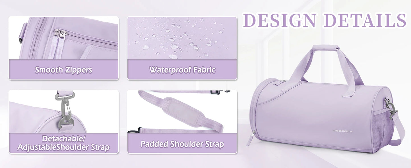 Gym Duffel Bag for Women,Daypack for Sports Gyms and Weekend Getaway,Waterproof Travel Bag with Shoe and Wet Clothes Compartment