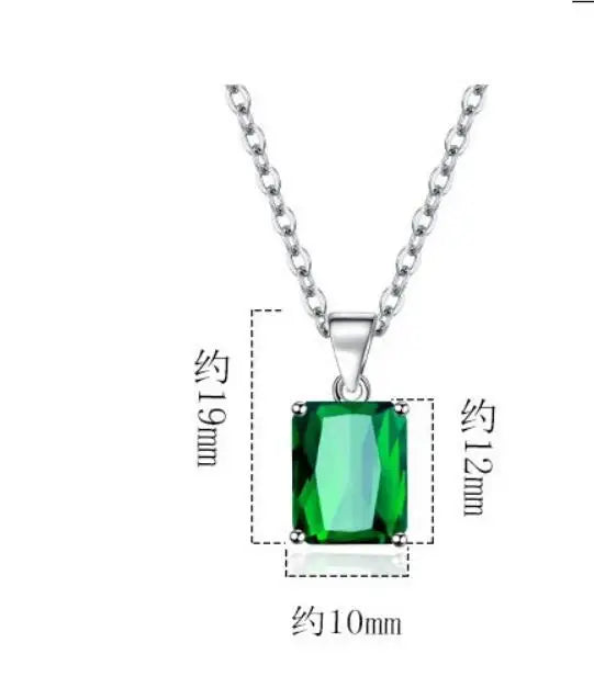 Emerald Cut Sky Blue Topaz Created Sapphire 925 Sterling Silver Pendant Necklace for Woman Rectangle Gemstone Jewelry Colar