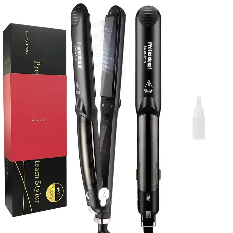 Professional Steam Hair Straightener Ceramic Flat Iron 450℉ Fast Heat  Oil Treatment Hair Care Tools