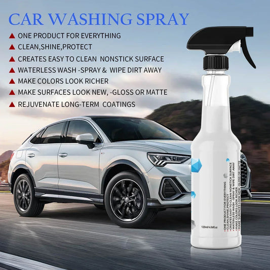 Waterless All-in-One Car Care Spray 120ml - Cleans & Protects Body, Tires, Glass & Interior with Shine & Non-Stick Finish.
