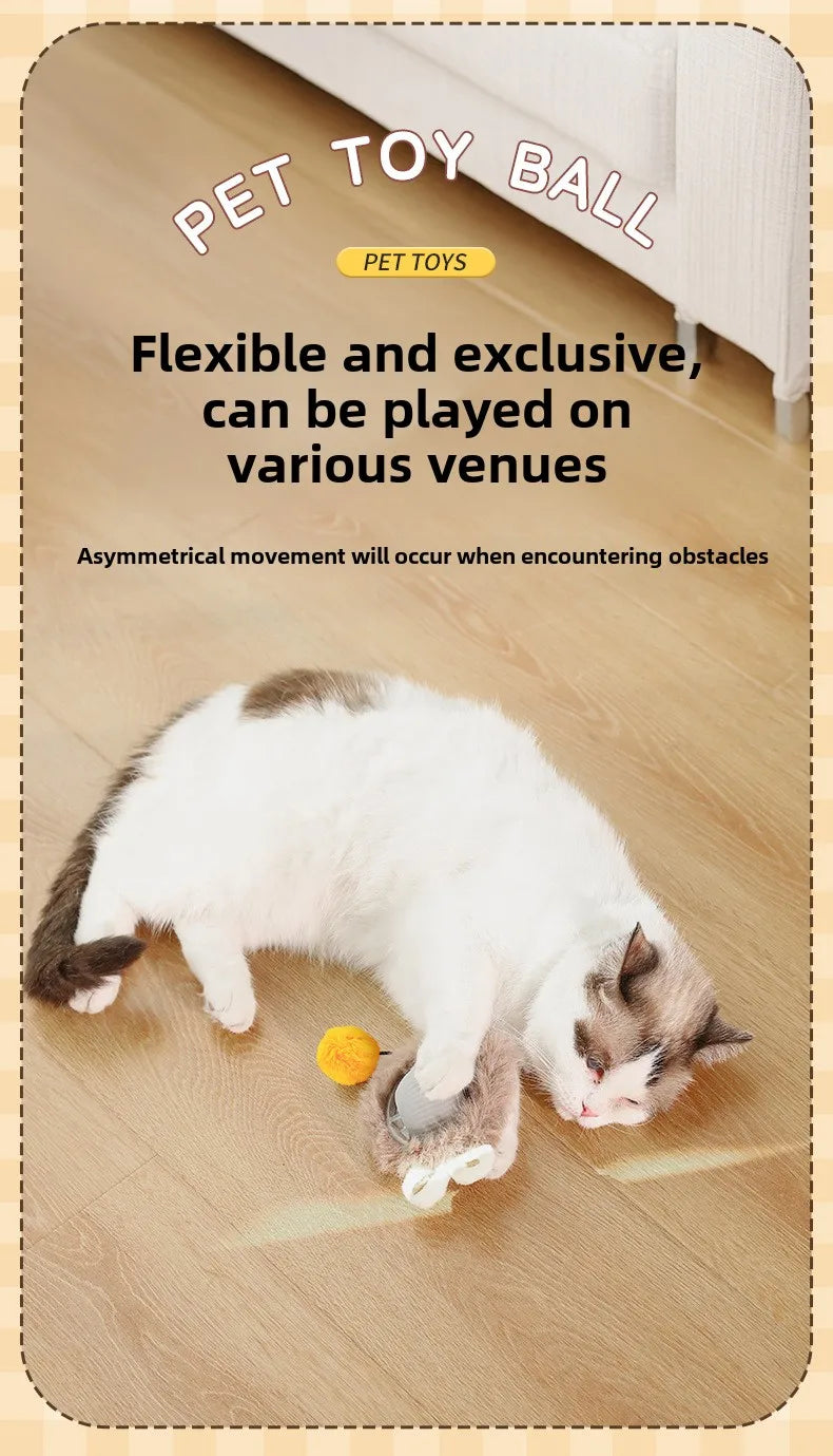 Cat Interactive Ball Toys Automatic Rolling Ball Faux Tail Rechargeable Pet Electric Toy Dog Cat Training Imitate Mouse Cat Toys