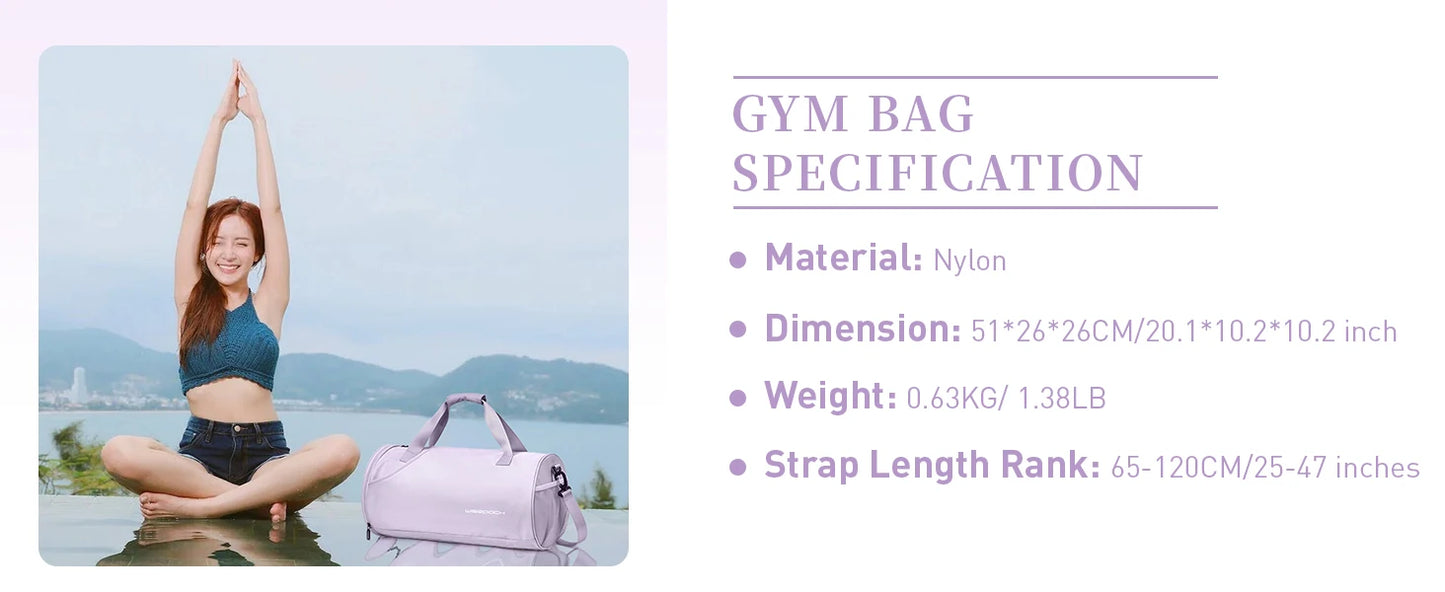 Gym Duffel Bag for Women,Daypack for Sports Gyms and Weekend Getaway,Waterproof Travel Bag with Shoe and Wet Clothes Compartment