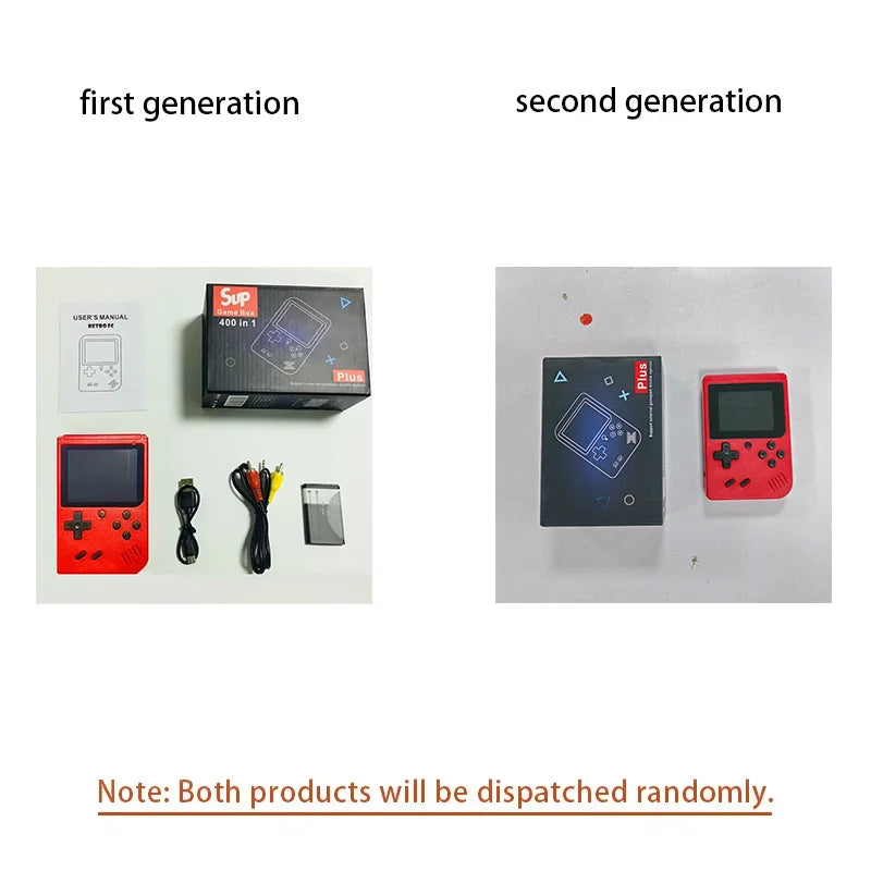 A Red Retro Classic Games Children's Handheld Small Game Console With 400 Game Charging Can Be Connected To The TV